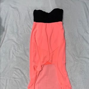 Strapless pink and black dress
